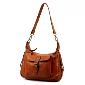 VS 046 konyakbarna női bőr válltáska 32 x 22 x 15 cm
