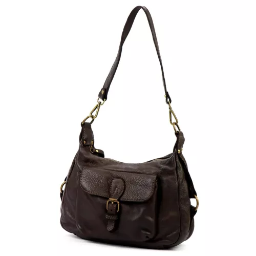 VS 046 sötétbarna női bőr válltáska 32 x 22 x 15 cm