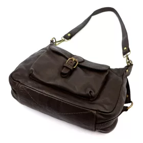 VS 046 sötétbarna női bőr válltáska 32 x 22 x 15 cm