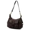 VS 046 sötétbarna női bőr válltáska 32 x 22 x 15 cm