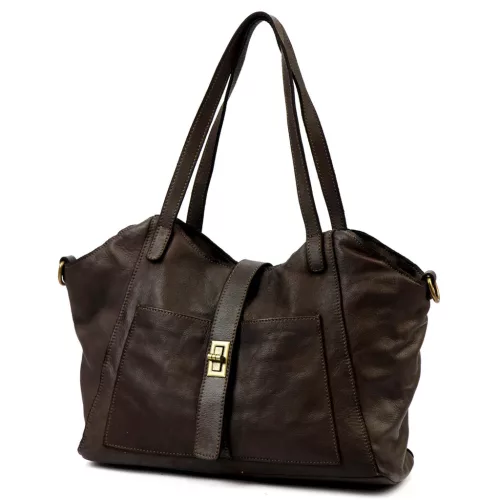 VS 048 barna női bőr válltáska 45 x 26 x 14 cm