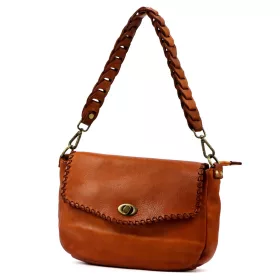   VS 049 konyak női bőr kézitáska, válltáska 29 x 21 x 7 cm