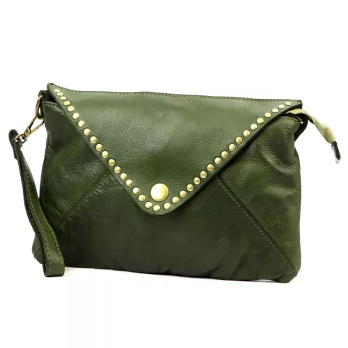 VS 050 zöld női bőr kézitáska, válltáska 28 x 19 x 6 cm