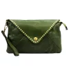 VS 050 zöld női bőr kézitáska, válltáska 28 x 19 x 6 cm