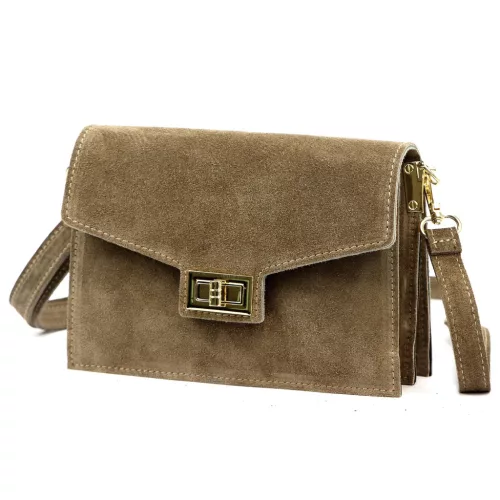 Luka 25-005 taupe női velúr bőr oldaltáska 21 x 15 x 7 cm