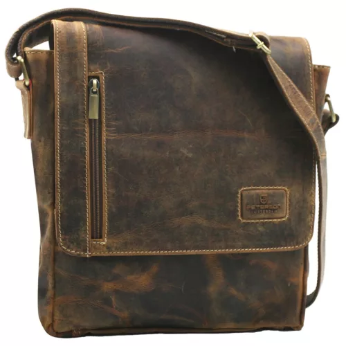 Peterson PTN EASTON-TMH 4879 barna férfi bőr oldaltáska 25 x 27 x 7.5 cm