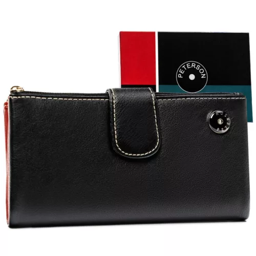 Peterson PTN D24-L-MNK fekete női bőr pénztárca 15 x 8.5 x 3 cm