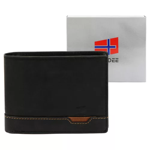 Nordee HJORT N992 fekete férfi bőr pénztárca 12.5 x 9.5 x 3 cm
