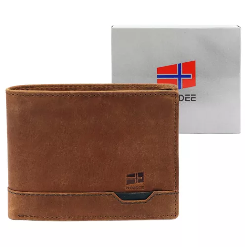 Nordee HJORT N992 konyak férfi bőr pénztárca 12.5 x 9.5 x 3 cm
