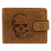 Nordee L895 SKULL barna férfi bőr pénztárca 12.5 x 9.8 x 2.5 cm