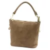 Luka 24-072 GOLD taupe női velúr bőr kézitáska, vállpánttal 24 x 20 x 12 cm