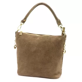   Luka 24-072 GOLD taupe női velúr bőr válltáska 24 x 20 x 12 cm