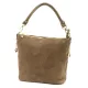 Luka 24-072 GOLD taupe női velúr bőr kézitáska, vállpánttal 24 x 20 x 12 cm