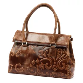   Luka 20-054 MN konyak női bőr válltáska, oldaltáska 36 x 26 x 14 cm