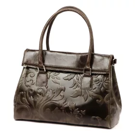   Luka 20-054 MN  női, sötétbarna bőr válltáska, oldaltáska 36 x 26 x 14 cm