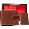 Peterson PTN SET3-N78L-VT BROWN barna férfi bőr pénztárca ajándék szett