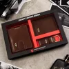 Peterson PTN SET3-N78L-VT BROWN barna férfi bőr pénztárca ajándék szett