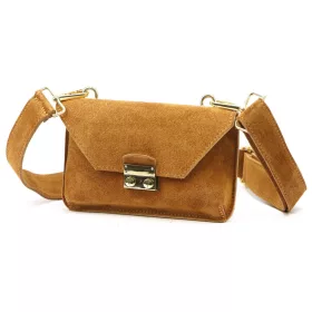  Luka 24-077 konyakbarna női velúr bőr bőr válltáska, oldaltáska 20 x 12.5 x 5 cm