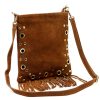 Luka 25-037 konyak női bőr válltáska, mobiltartó 22 x 24 x 4 cm