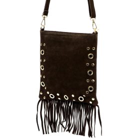   Luka 25-037 sötétbarna női bőr válltáska, mobiltartó 22 x 24 x 4 cm