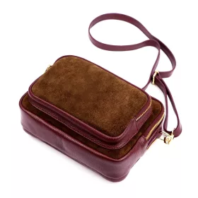   Luka 25-010 barna-padlizsánlila női bőr válltáska 24 x 16 x 11 cm