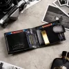 Peterson PTN SET3-N78L-VT-5433 BLACK fekete férfi marhabőr pénztárca ajándék szett