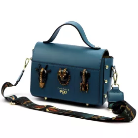   EGO ES0023TC 020125JZ női türkiz bőr kézitáska, oldaltáska 23 x 16.5 x 10 cm