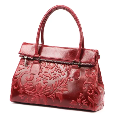 Luka 20-054 MN bordó női bőr válltáska, oldaltáska 36 x 26 x 14 cm