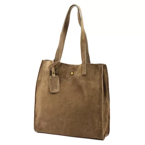Luka 25-041 taupe női velúr bőr válltáska 33 x 31 x 11 cm