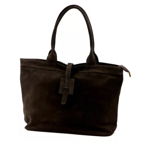 Luka 25-007 2w1 barna női velúr bőr válltáska 42 x 28 x 16 cm