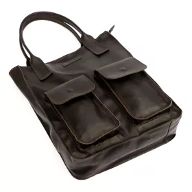   Angelo 01-001 sötétbarna női bőr kézitáska, válltáska 40 x 33 x 11 cm