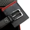 Pierre Cardin ZG-142 fekete-piros férfi bőr pénztárca, öv ajándék szett 130 cm