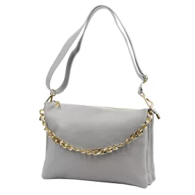   Luka 23-007 szürke bőr kézitáska, válltáska 24 x 16 x 9 cm