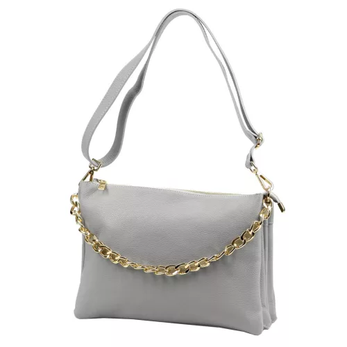 Luka 23-007 szürke bőr kézitáska, válltáska 24 x 16 x 9 cm