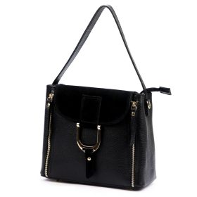   Luka 25-047 fekete női bőr kézitáska, válltáska 25.5 x 21.5 x 12 cm