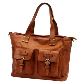 VS 024-02 barna női bőr válltáska 46 x 30 x 20 cm