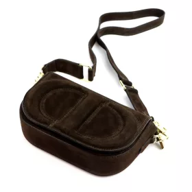   Luka 25-053 sötétbarna női velúr bőr válltáska 24 x 14 x 8 cm