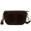 Luka 25-053 sötétbarna női velúr bőr válltáska 24 x 14 x 8 cm