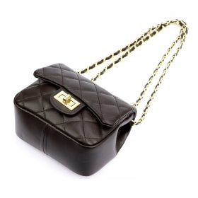   Luka 25-066 sötétbarna női bőr válltáska 17 x 14.5 x 10 cm