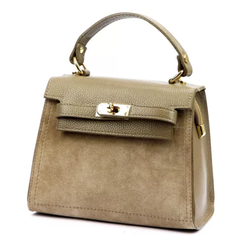 Luka 19-17-02 taupe női bőr kézitáska, oldaltáska 23 x 19 x 13 cm