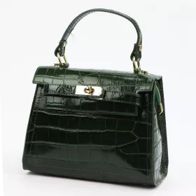   Luka 19-17 MN CROCO zöld női bőr kézitáska, válltáska 23 x 19 x 12 cm