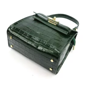   Luka 19-17 MN CROCO zöld női bőr kézitáska, válltáska 23 x 19 x 12 cm