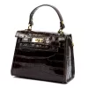 Luka 19-17 MN CROCO barna női bőr kézitáska, válltáska 23 x 19 x 12 cm