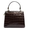 Luka 19-17 MN CROCO barna női bőr kézitáska, válltáska 23 x 19 x 12 cm