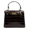 Luka 19-17 MN CROCO barna női bőr kézitáska, válltáska 23 x 19 x 12 cm
