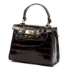 Luka 19-17 MN CROCO barna női bőr kézitáska, válltáska 23 x 19 x 12 cm