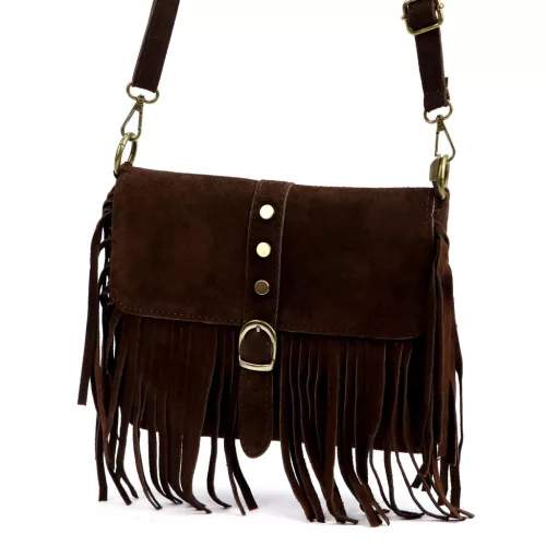 Luka 25-074 barna női velúr bőr válltáska, oldaltáska 24 x 23 x 6 cm