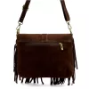 Luka 25-074 barna női velúr bőr válltáska, oldaltáska 24 x 23 x 6 cm