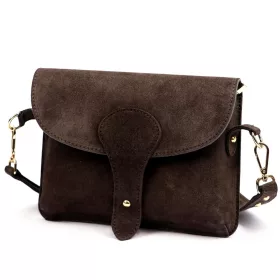   Luka 24-071 D INSTAGRAMKA sötétbarna női velúr bőr oldaltáska 24.5 x 18 x 6 cm