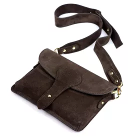   Luka 24-071 D INSTAGRAMKA sötétbarna női velúr bőr oldaltáska 24.5 x 18 x 6 cm